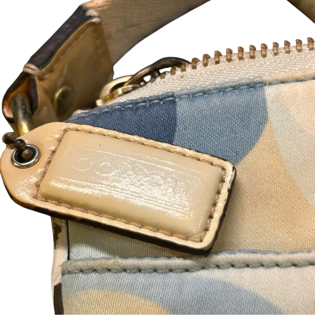 Coach Crossbody Purse No. L0767-41226 Cream Blue Tan Pattern Vintage Y2K - Image 7