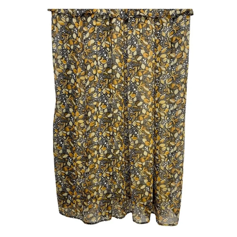 NWT ba&sh Samanta Ruffled Leaf Print Georgette Maxi Dress in Carbone - Image 14