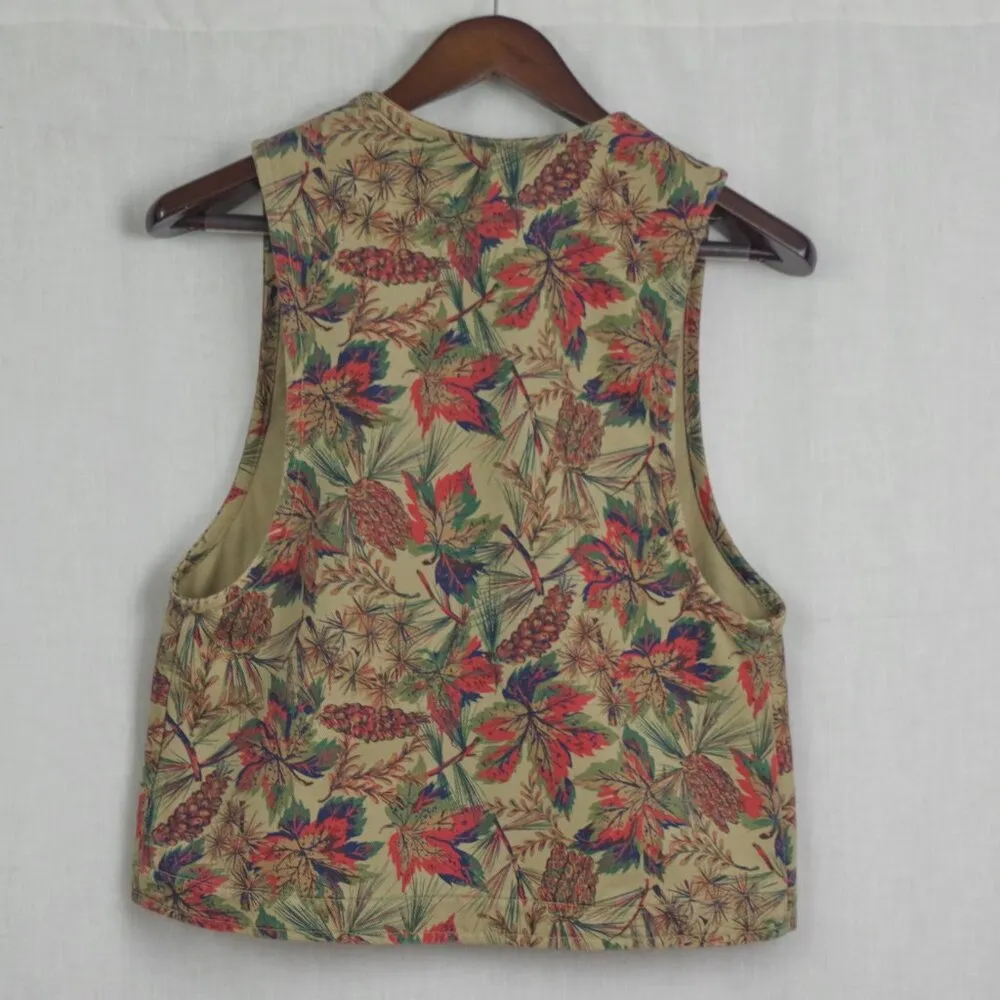 Ladies' Vintage USA Made Floral Canvas Vest By Willowbend Small Tan - Image 4
