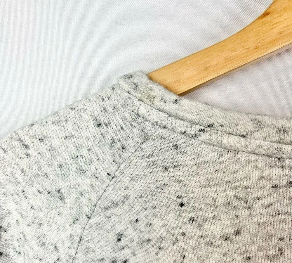 Adidas Heathered Gray Cropped Knit Crewneck Sweatshirt L - Image 5