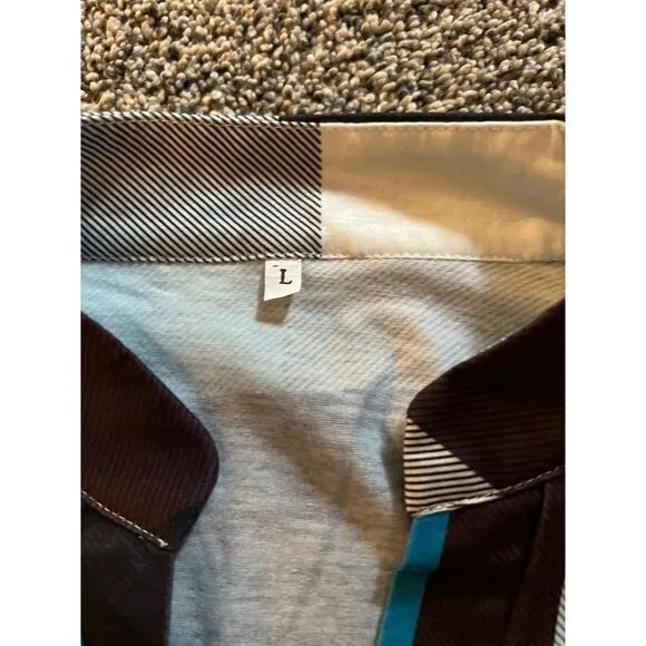 Women's casual cotton long sleeve plaid top size‎ large Black - Image 3