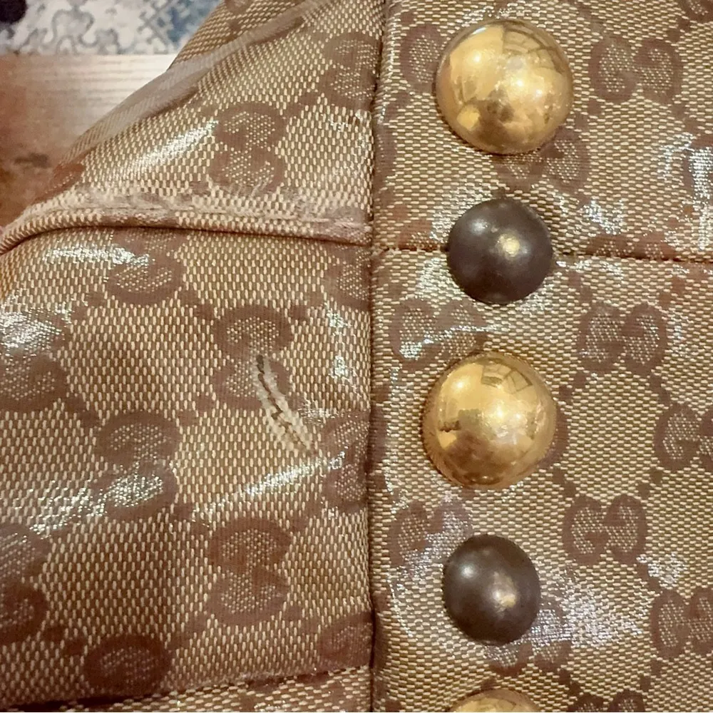 Authentic Gucci Beige Ebony GG Crystal Canvas Babouska Heart Tote Bag Large - Image 10