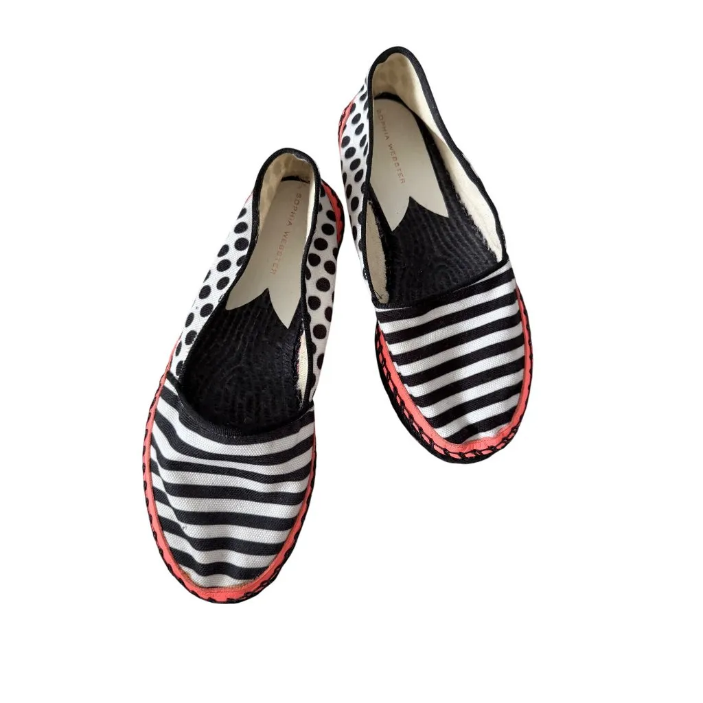 SOPHIA WEBSTER Striped Black White Espadrilles Flats Size 38 / US 8 - Image 7