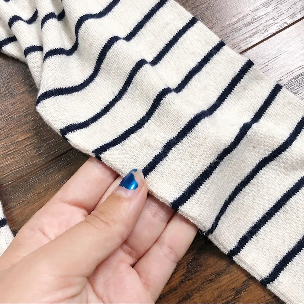 Mumu Mellow • SMYM striped sweater pullover knit tee cream navy oversized - Image 7