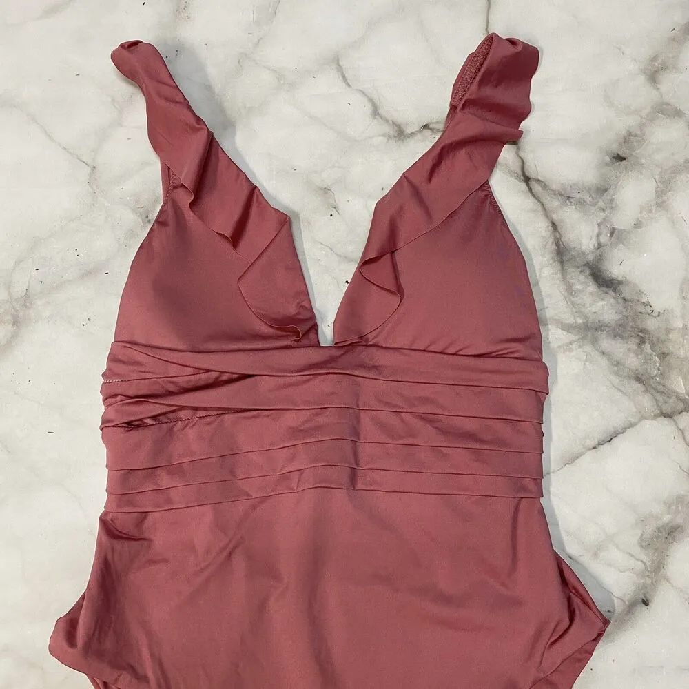 Soluna Womens Blush Pink Pleated Ruffle One - Image 4