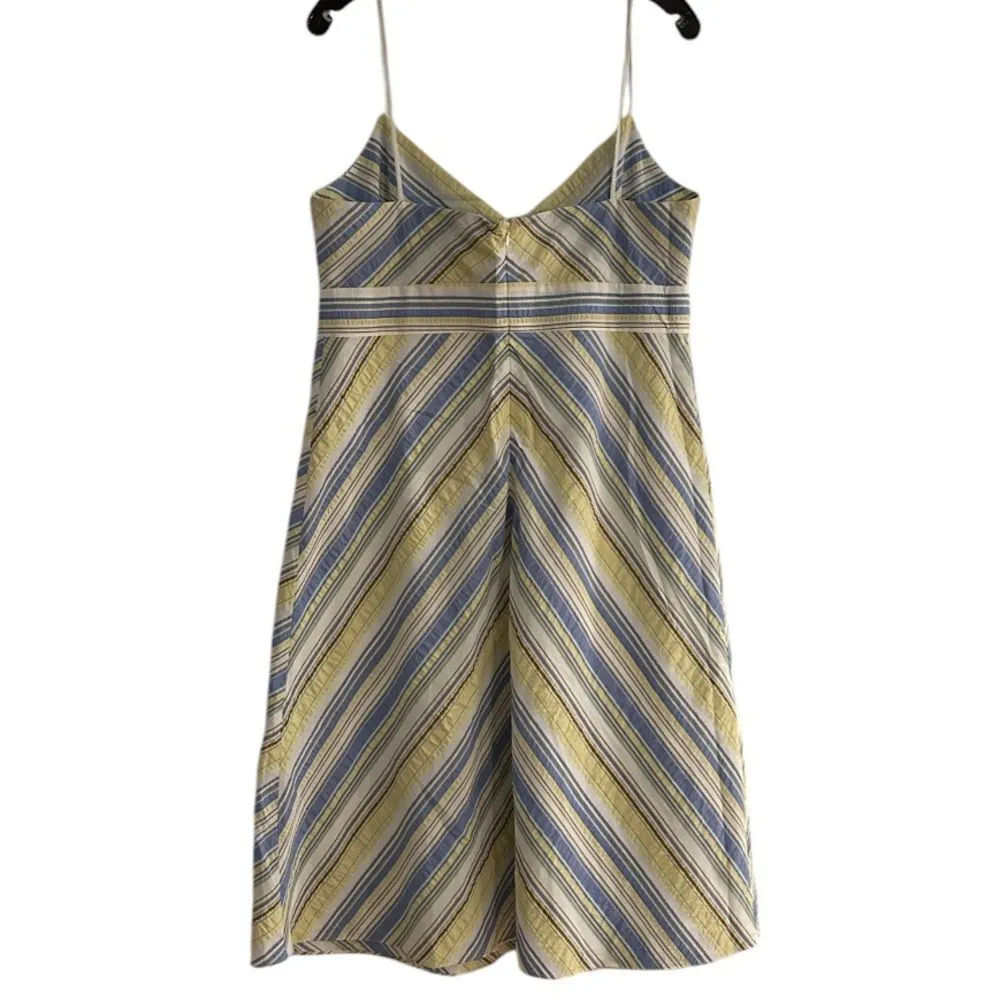 J. Crew Blue Yellow Striped Cotton Blend Sun Dress Size 14 New with tags - Image 2