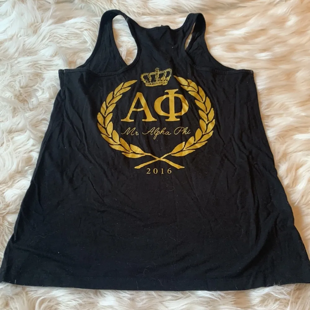 Mr. Alpha Phi 2016 Black and Gold Tank Top Size Large - Image 4