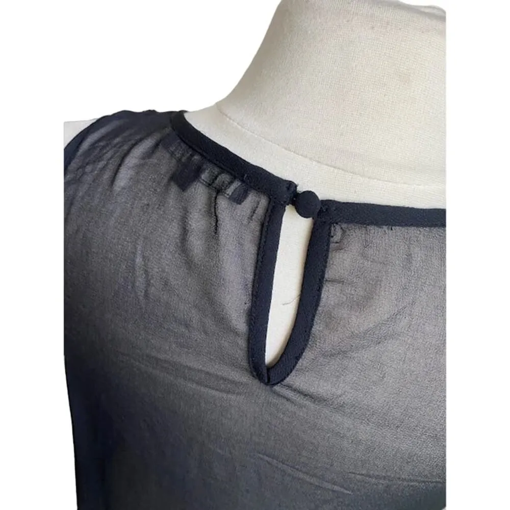 MATTY M Tank Womens Sz Medium Black Sheer Beaded Glam Glamrock Moto Chic - Image 6