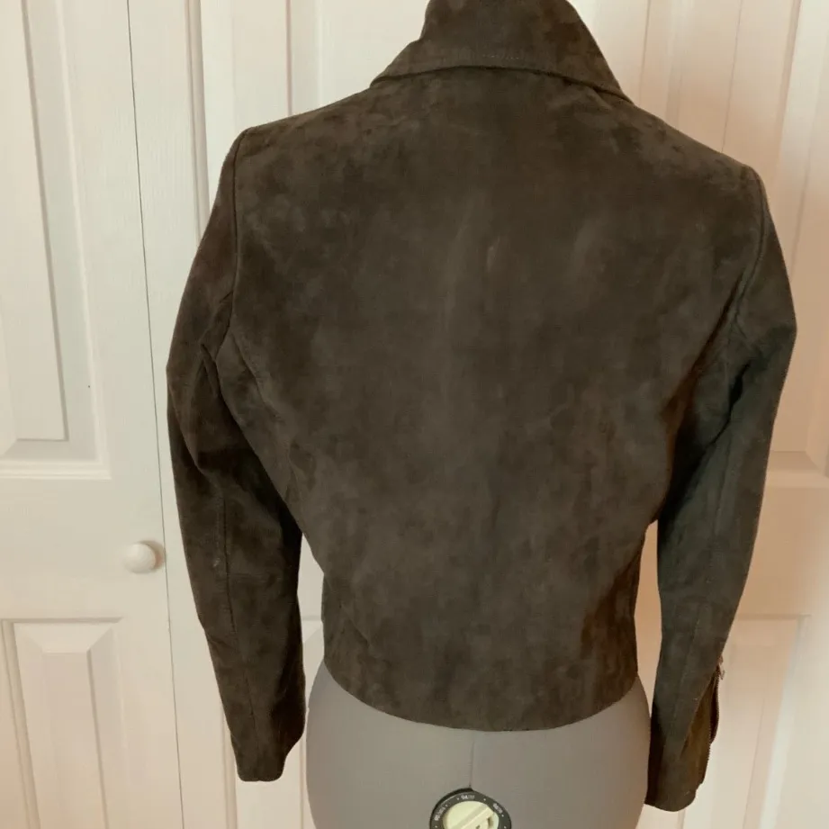 SALE! TOPSHOP GENUINE COFFEE BROWN SUEDE MOTO JACKET US6 - Image 2
