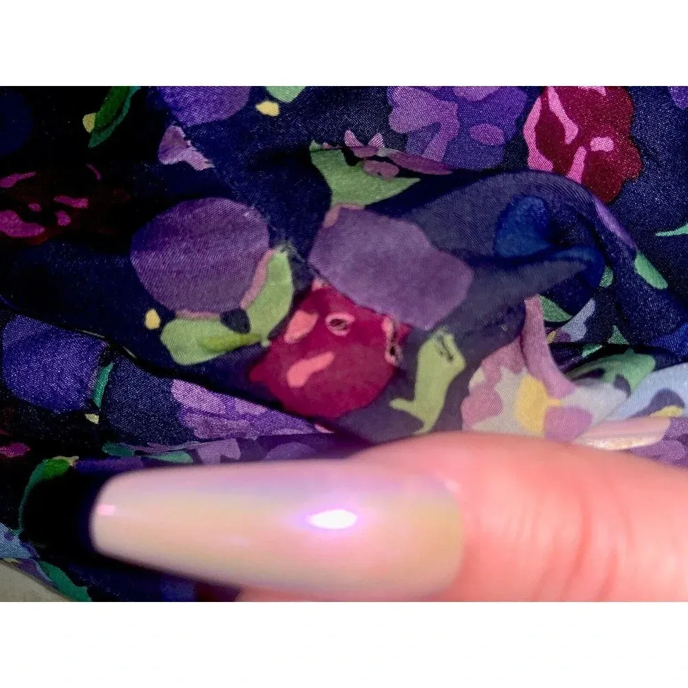 Rebecca Taylor floral silk tie at neck tunic blouse 0 - Image 5