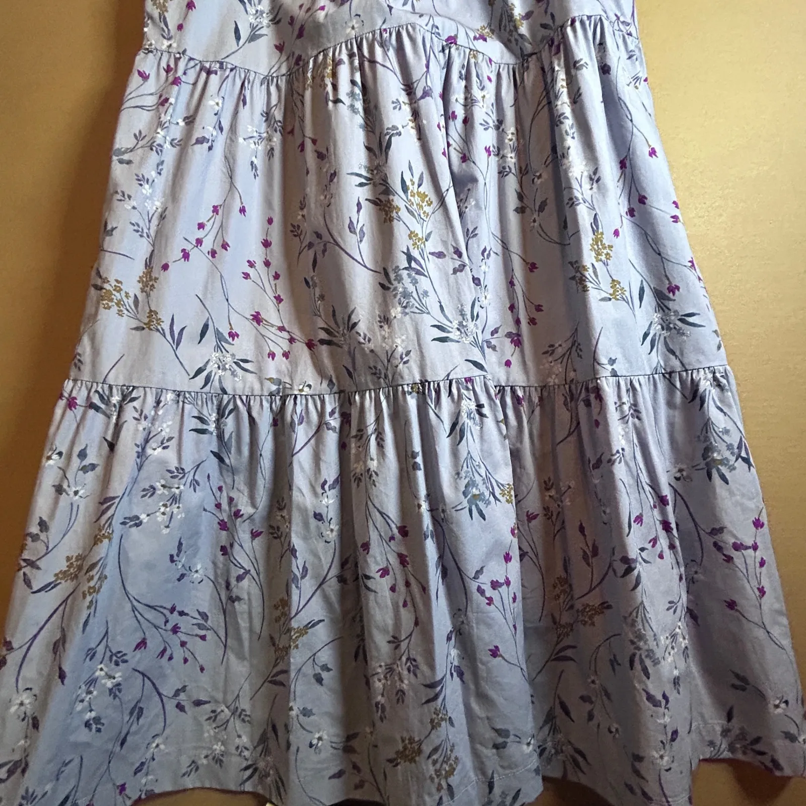 Light Blue Floral Tiered Halter Maxi Midi Dress Women's Size M - Image 3