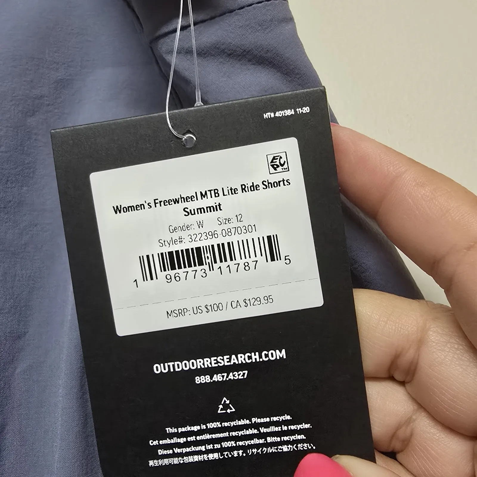 Outdoor Research Freewheel MTB Lite Ride Bike Shorts‎ Women's Sz 12 NWT Gorpcore Purple - Image 8