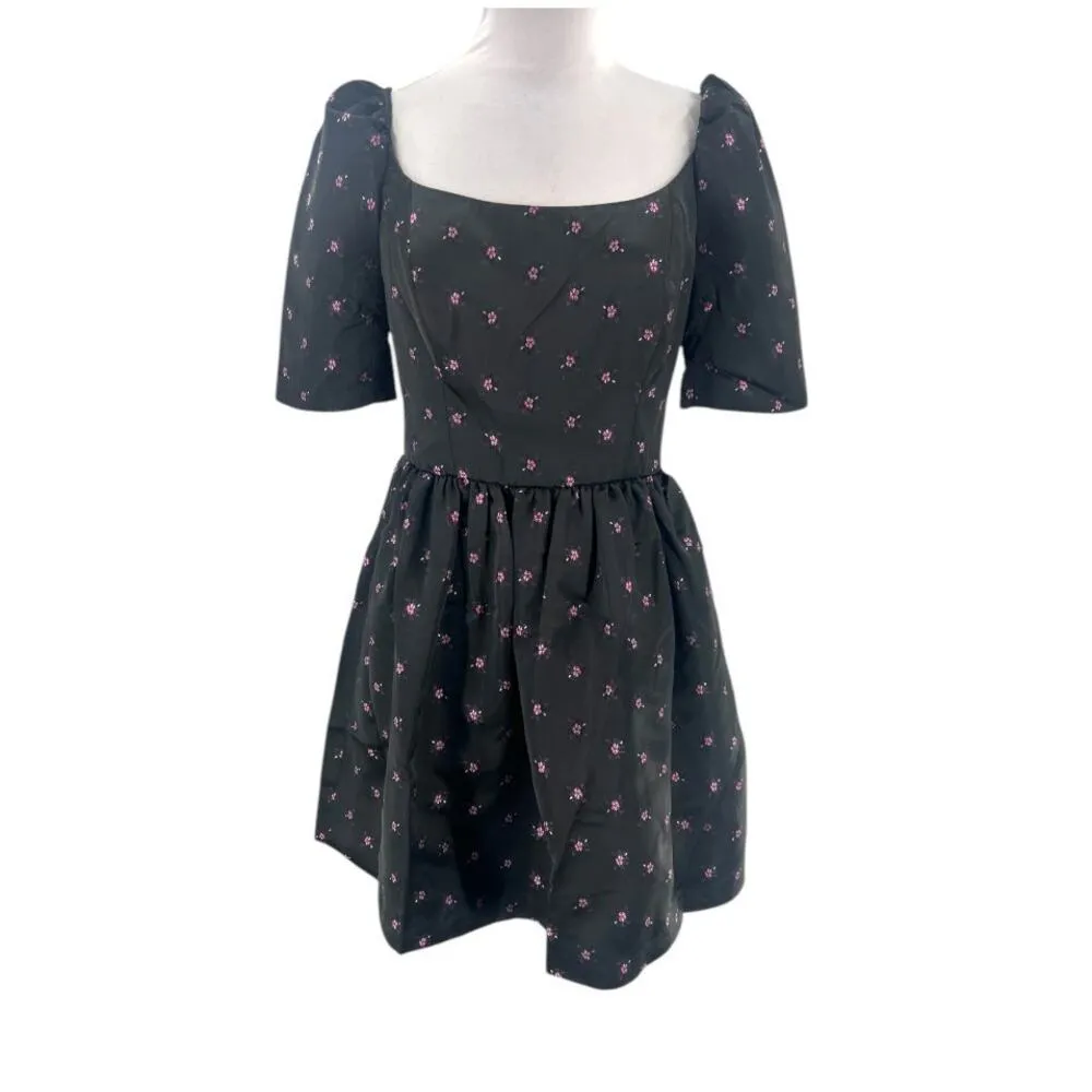 NWT Gal meets gal daisy satin jacquard bow back sz 4 black purple - Image 11