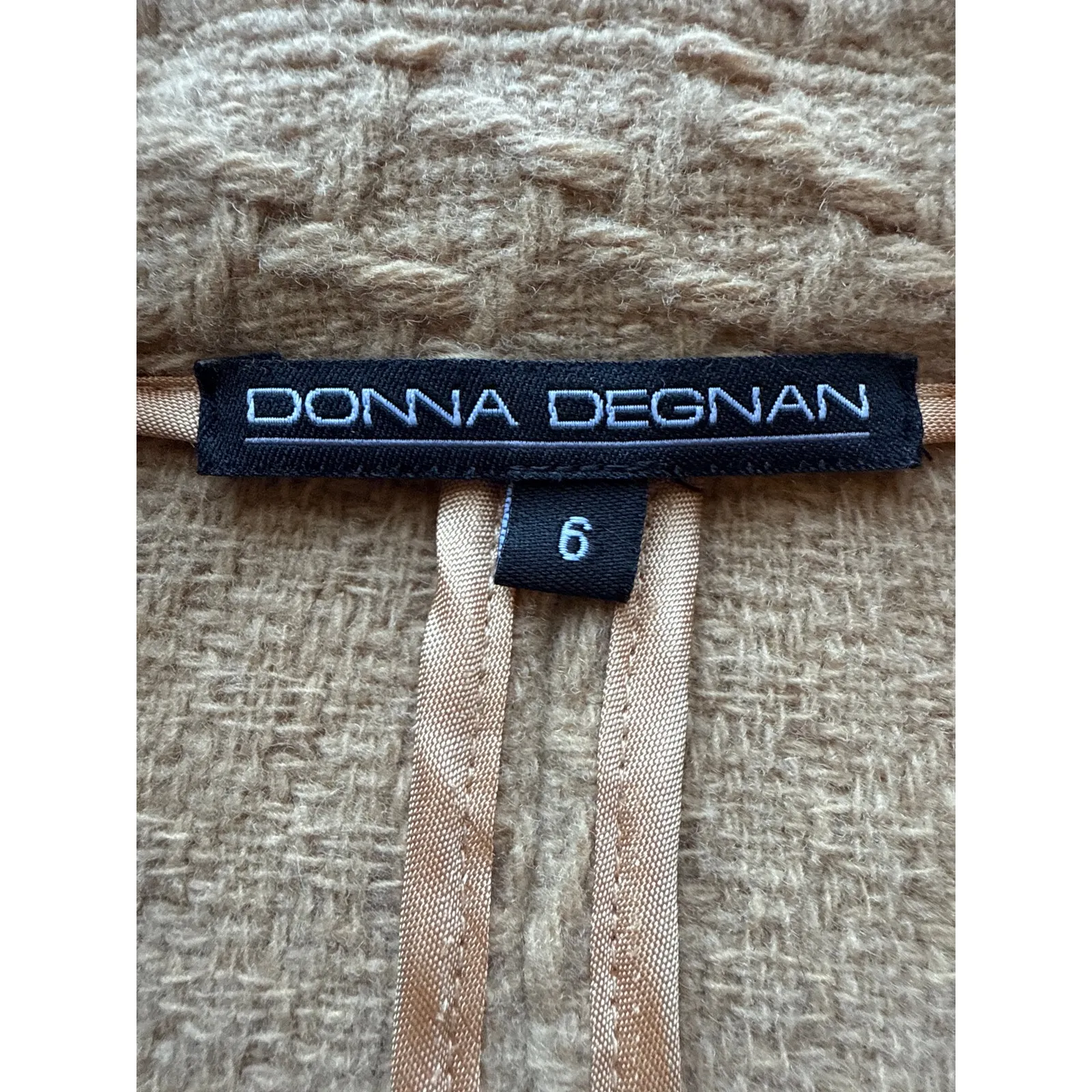 Donna Degnan Camel/Tan Basketweave Wool Blazer Size 6 Tan - Image 5