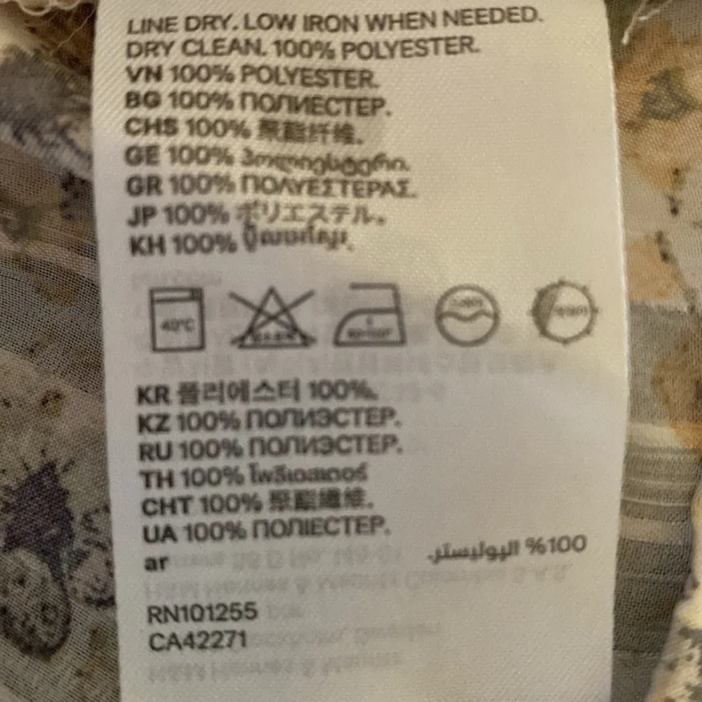 floral semi sheer long raglan sleeve smocked cuff ruffle tie collar size M - Image 11