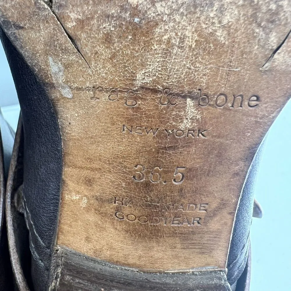 Rag & Bone Size 6.5 Harper Moto Boots Ankle Booties Dark Brown Leather Comfy - Image 14
