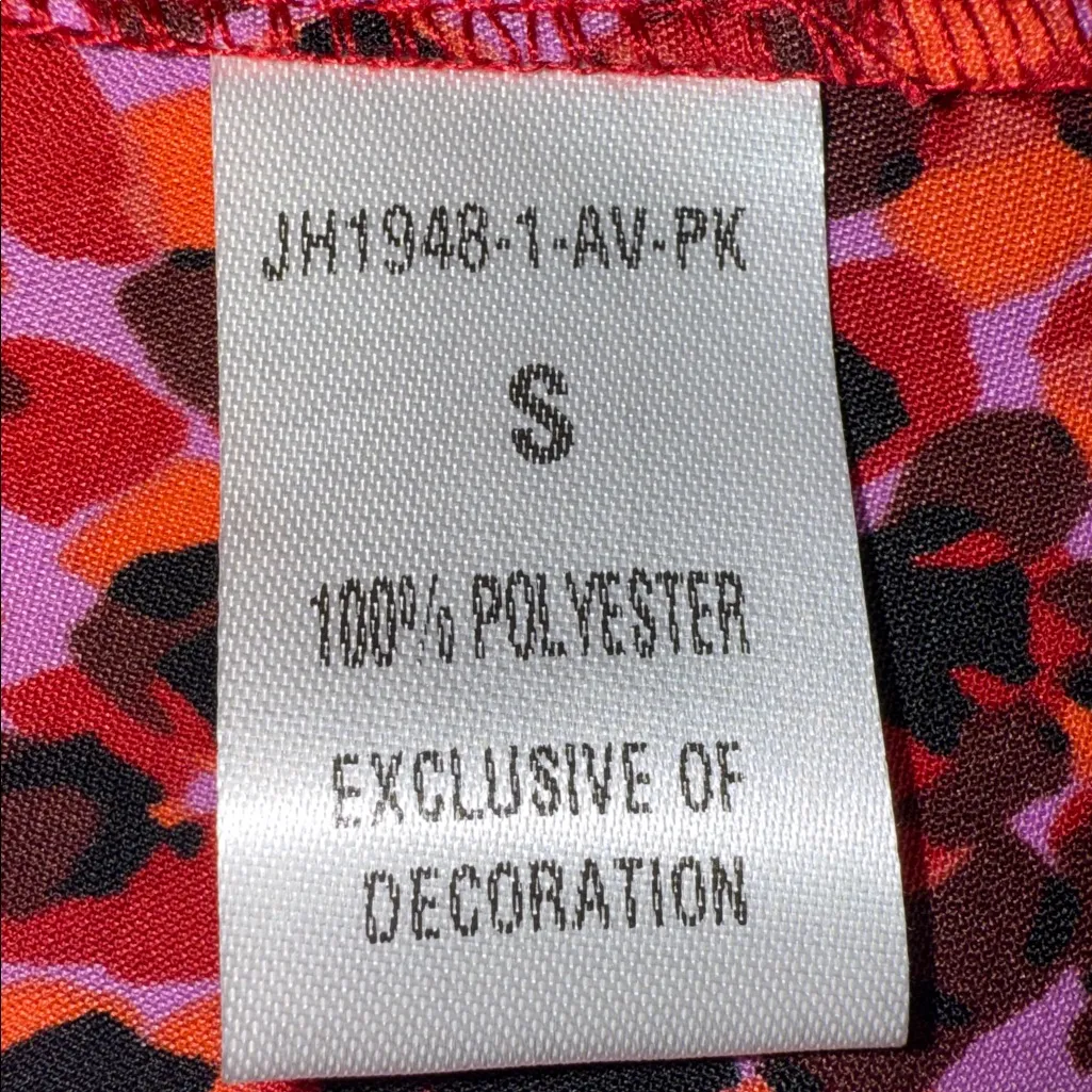 THML Embroidered Puff Sleeves Pink and Cream Patterned Blouse - Image 10