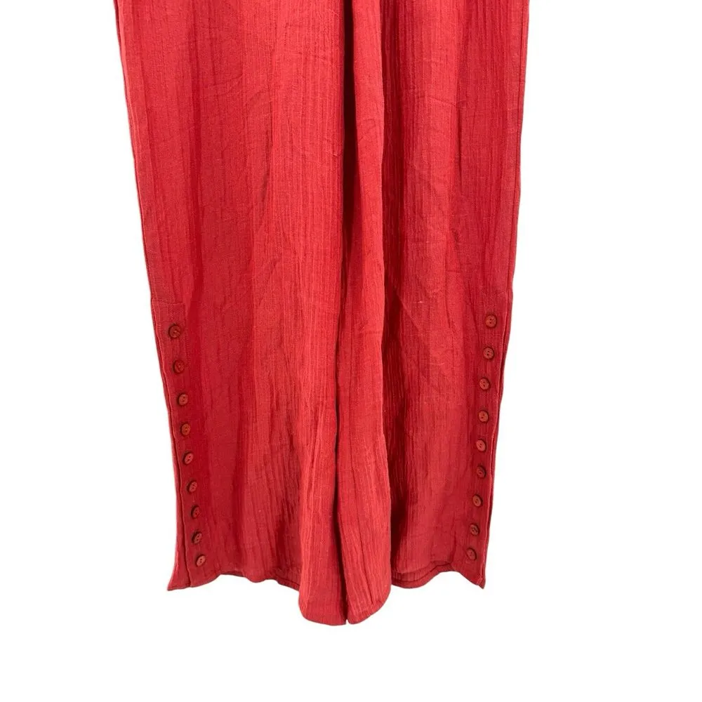 Soft Surroundings Size Medium Oceo Two Piece Set Pants Tunic Red Crinkle Gauze - Image 12