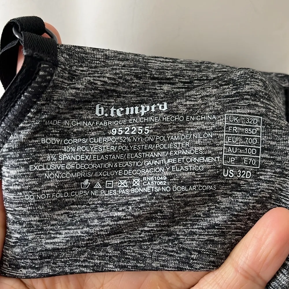 Wacoal grey swirl marbled adjustable B-Tempted T-shirt padded push up bra 32D - Image 3