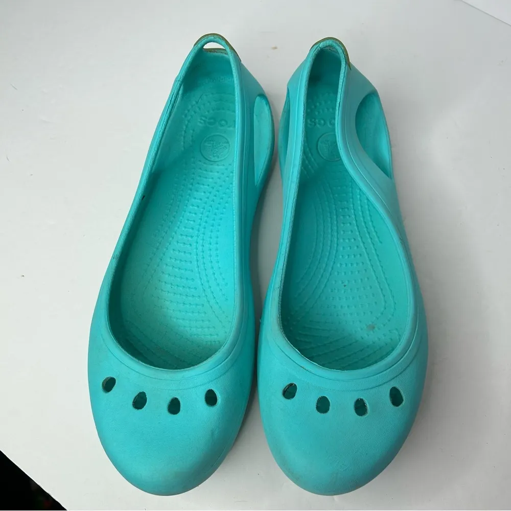 CROCS Blue turquoise slip on shoes 10 - Image 6