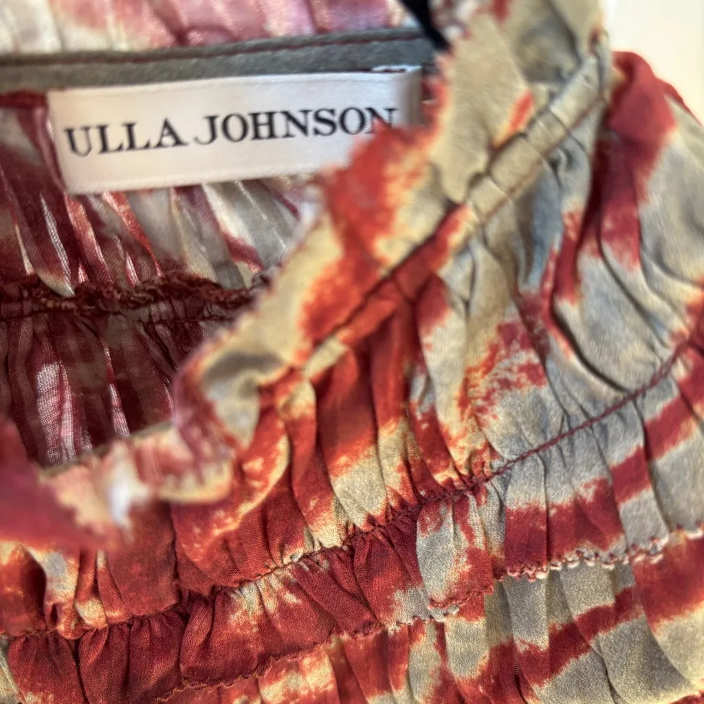 Ulla Johnson Blouse Laila Top Ruffle Short Sleeve in Canyon Tie Dye - Image 9