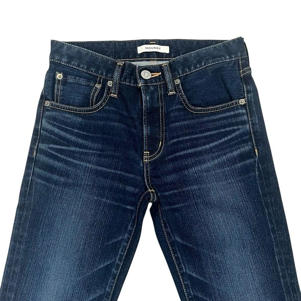 Moussy Vintage Mid Rise Skinny Jeans Dark Blue Wash Japanese Denim Women’s 25 - Image 6