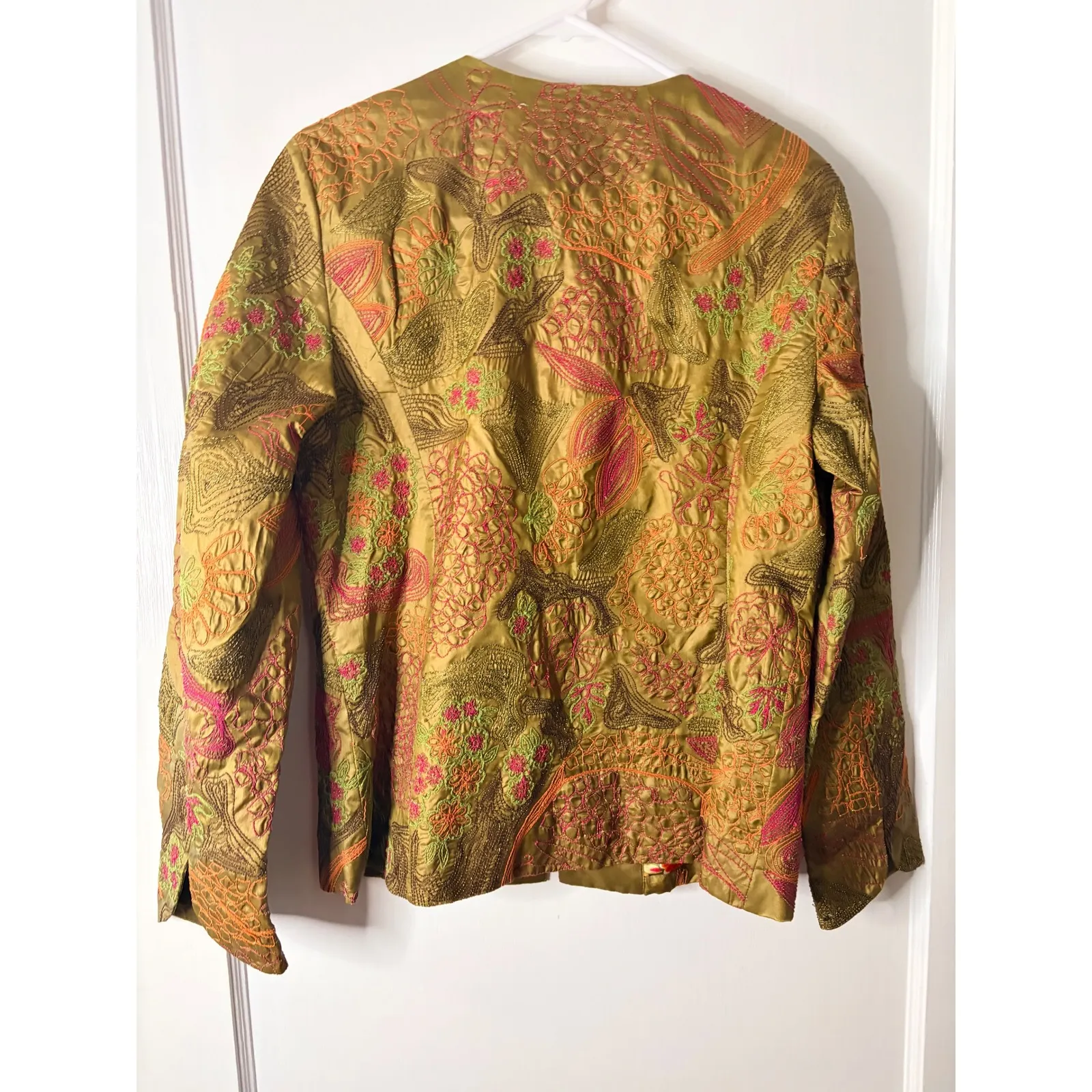 Chicos Embellished Embroidered Jacket Women Size 1 Floral Lined Dressy - Image 4