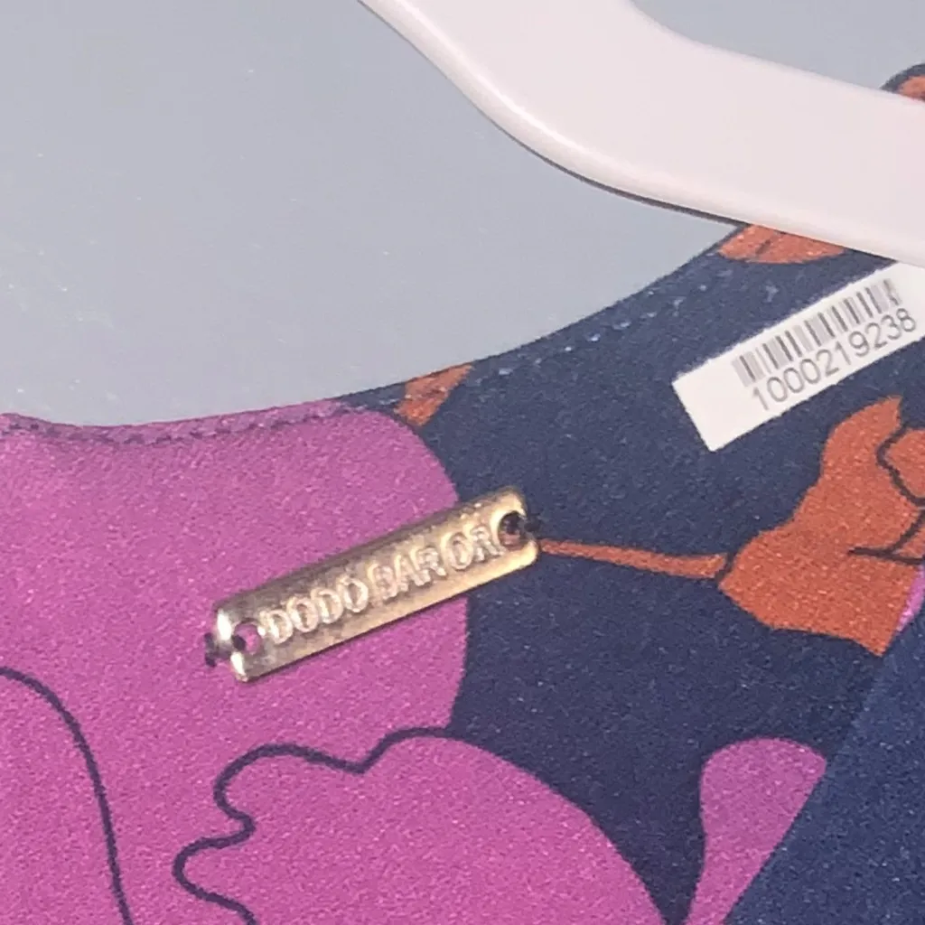 Dodo Bar Or Navy Lilac Orange Tunic Floral Design 1/2 Sleeve Contemporary M Blue Size M - Image 7