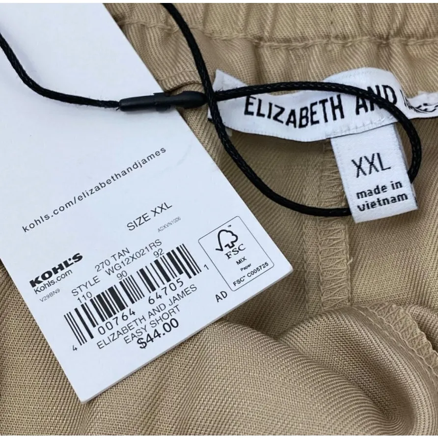 NWT Elizabeth and James Women's Beige‎ Casual Shorts Size XXL Summer Wear - Image 4