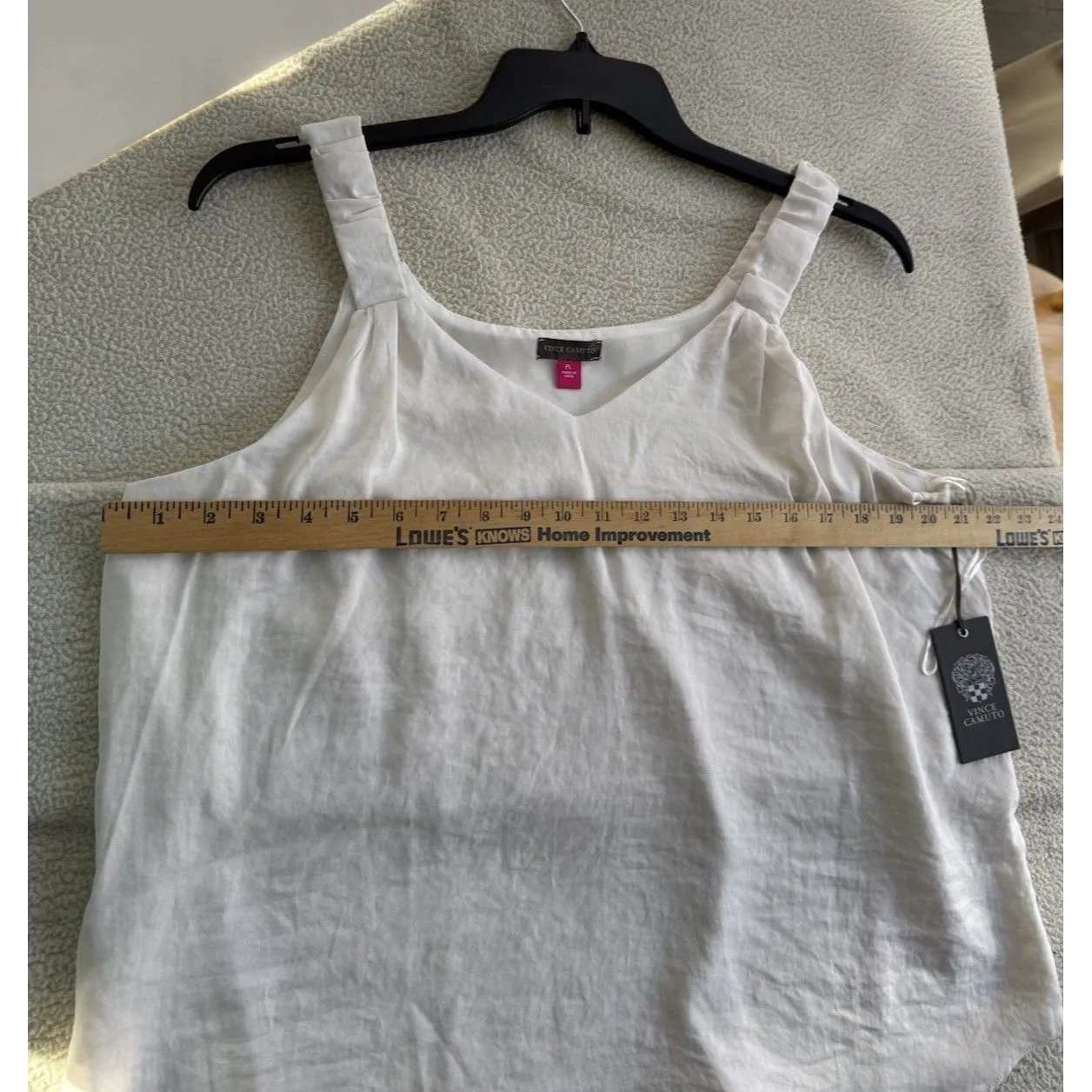 Vince Camuto Ruffle Strap Rumple Tank Top Ivory Sz PL Layer Quiet Luxury New - Image 9