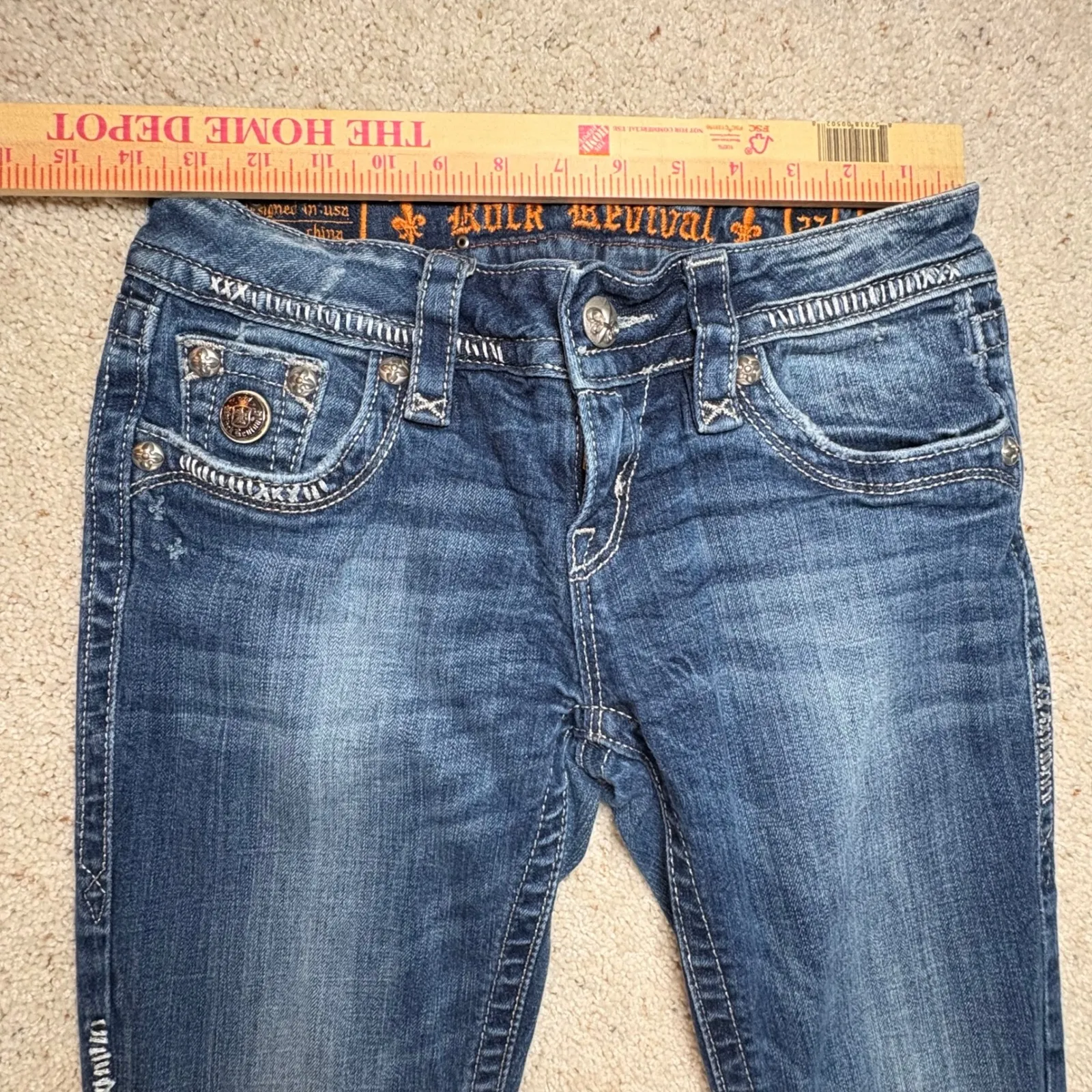 Rock Revival Buckle Bootcut Jeans Women's 27 Embellished Thick Stitch Y2K denim - Image 9