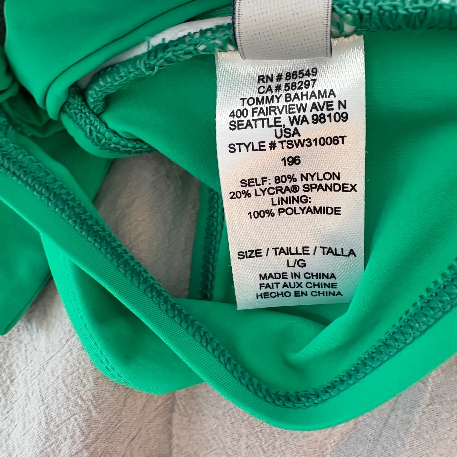 Tommy Bahama Green Swim Top Bandeau Twist Front Removable Strap L‎ - Image 4