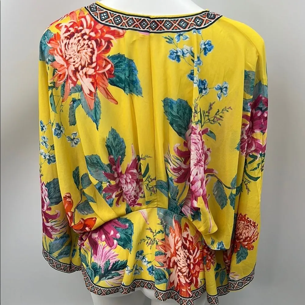 Flying Tomato Yellow Peplum Blouse with Dolman Sleeves - Image 4