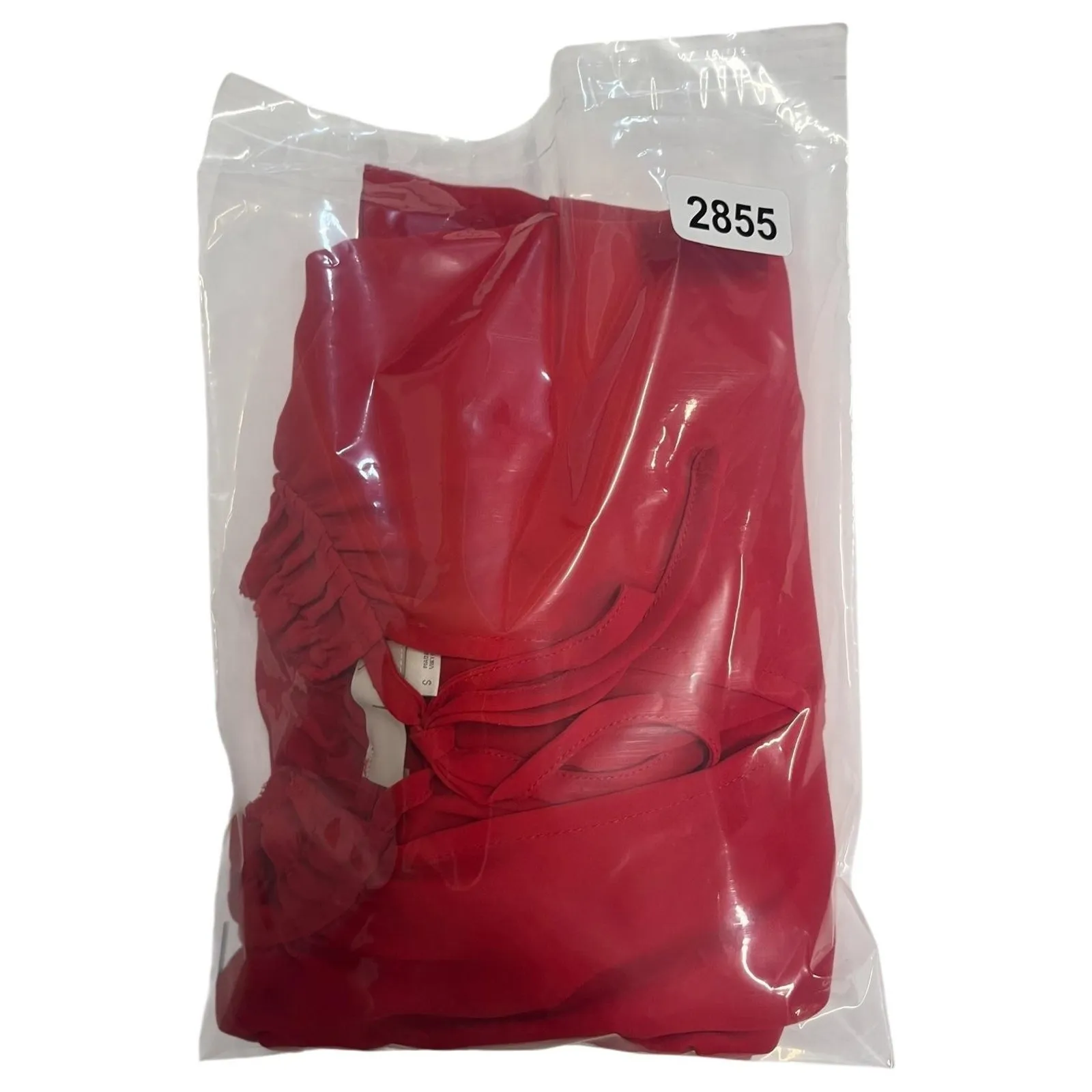 LOFT Blouse Womens Small Red Ruffle Peplum Long Sleeve Top Keyhole Holiday Sheer - Image 12