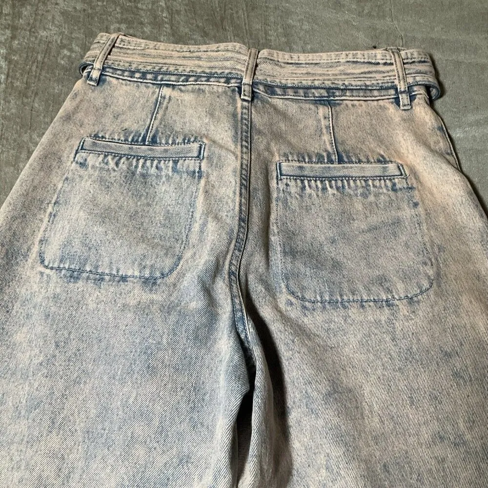 Joie Casen Size 27 Denim Wide Leg Crop Tie Waist Pink Pants Jeans preppy NWOT - Image 3