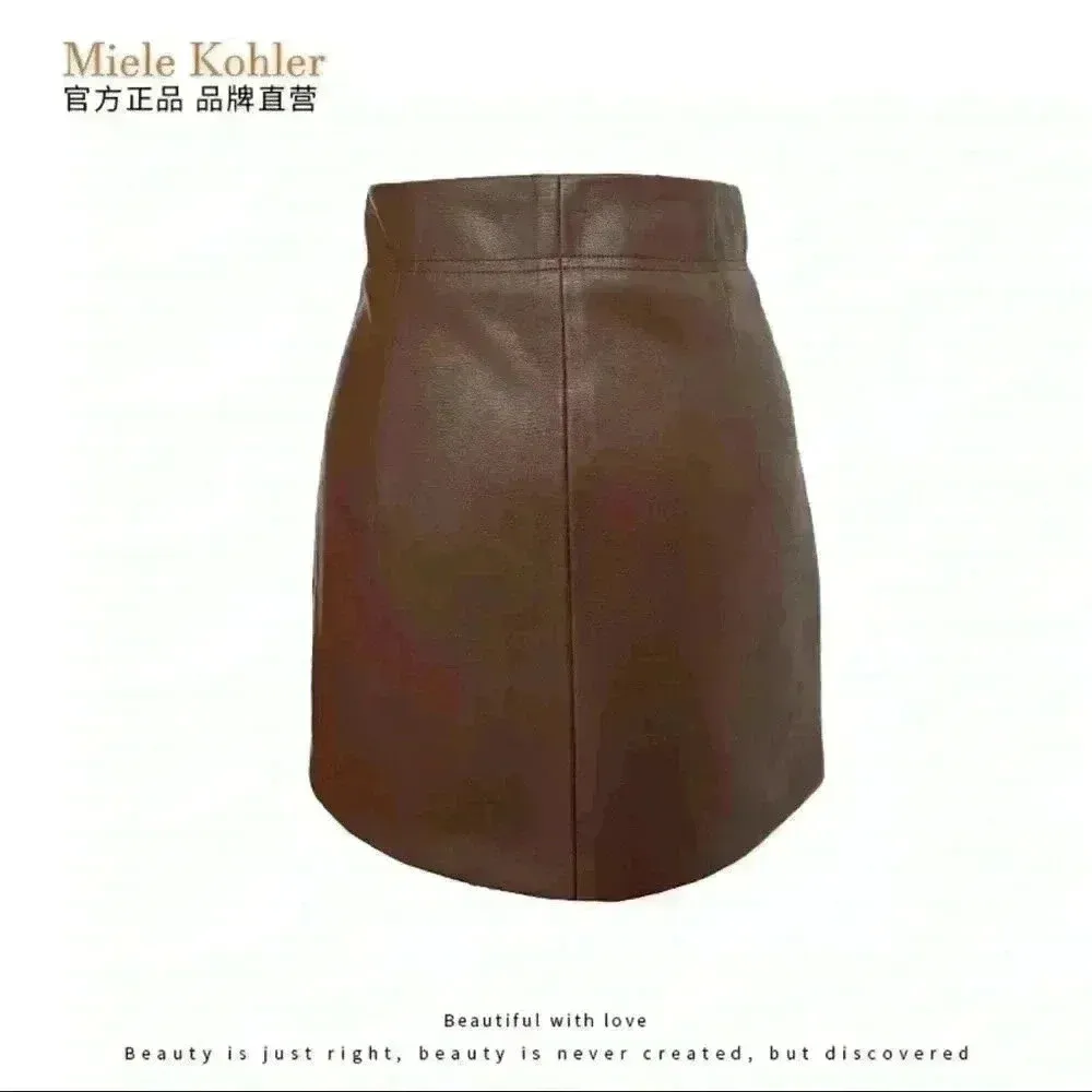 Miele Kohler Leather Skirt Brown Size M - Image 7