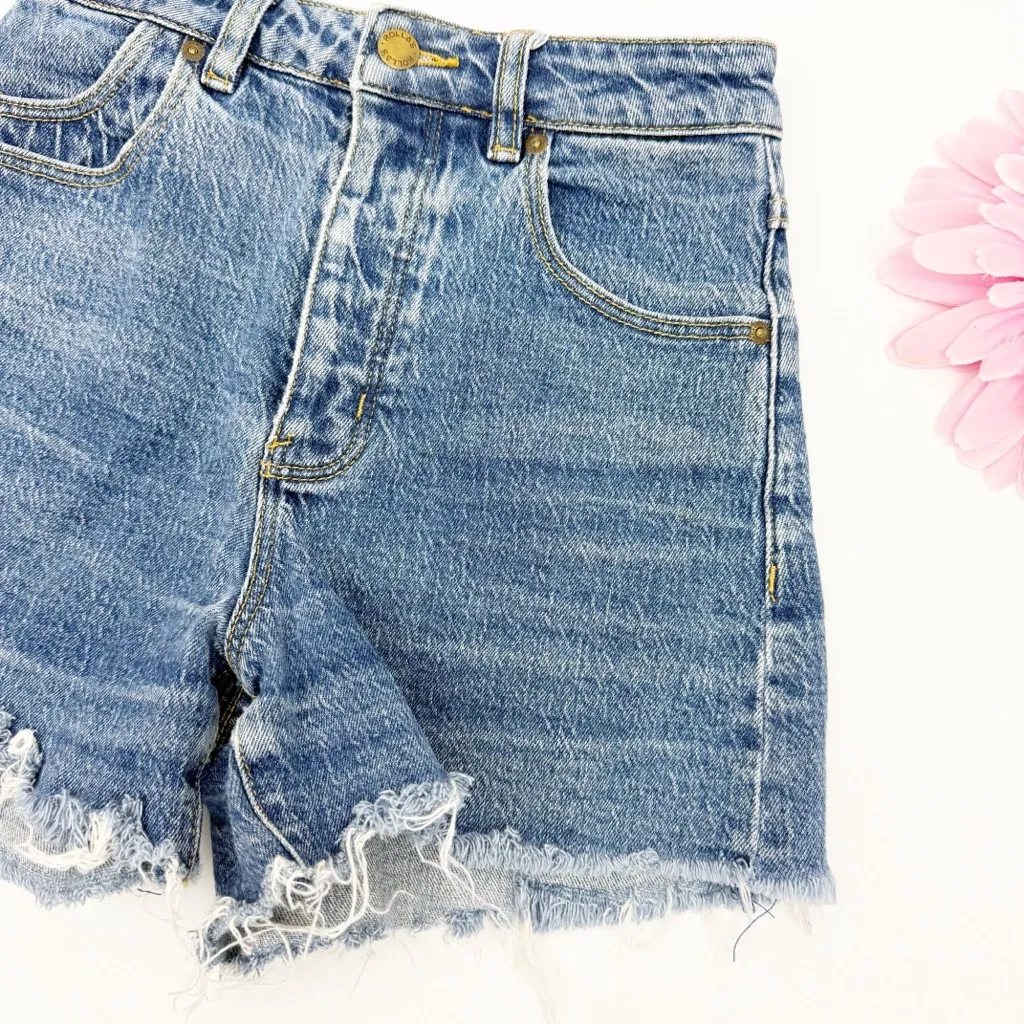 Rolla’s Original Short High Rise Cut Off Medium Juliet Wash Blue Denim Shorts Size 24 - Image 8