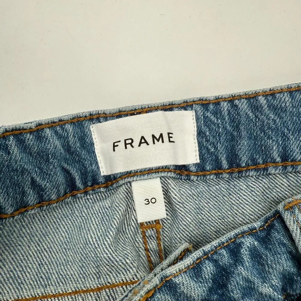 FRAME Le Grand Garcon Jean Shorts Size 30 NWOT Denim Raw Iceberg Distressed NEW - Image 6