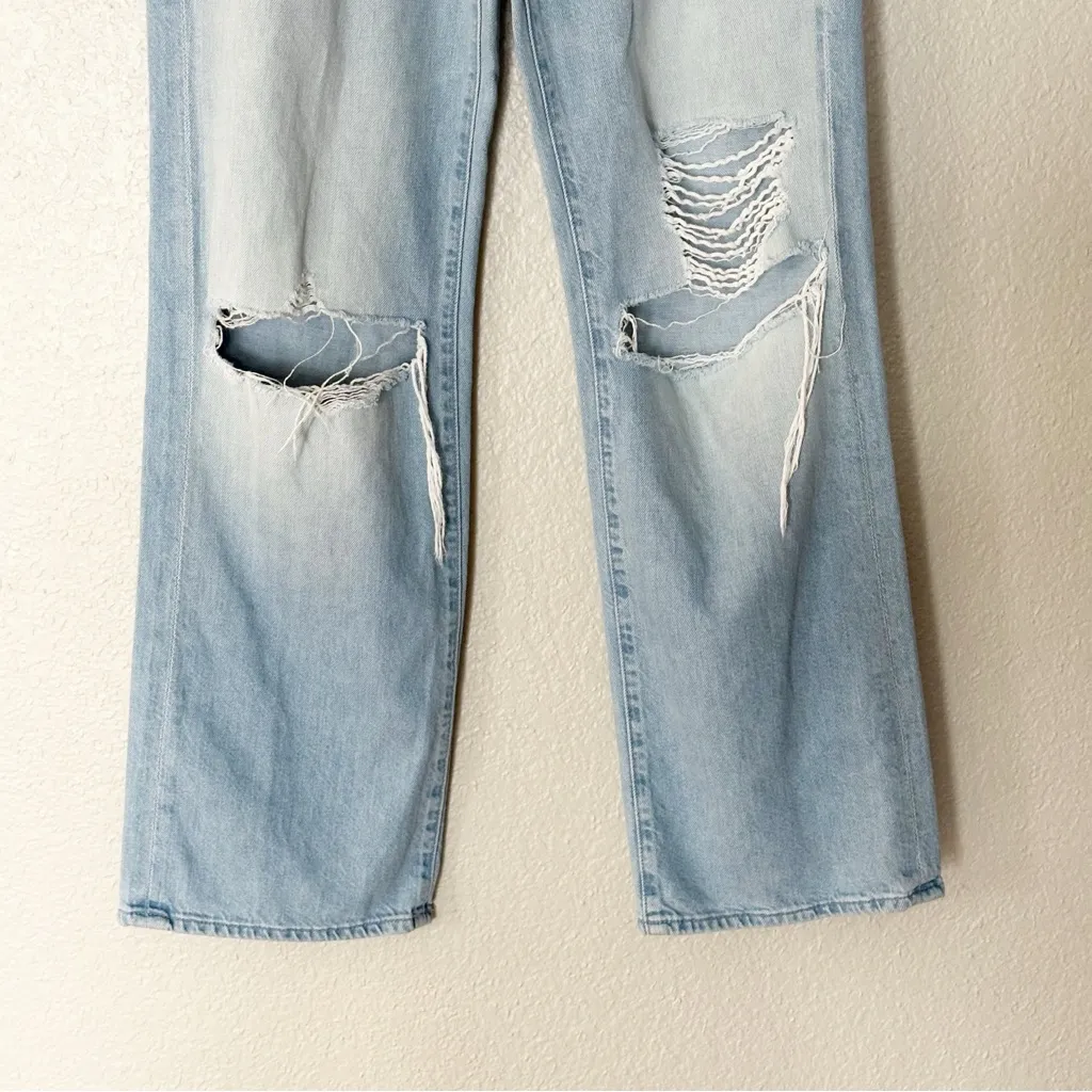 Mother‎ Jeans The Mid Rise Rambler Zip Flood Ripped Off Distressed Light Wash 27 Blue - Image 4