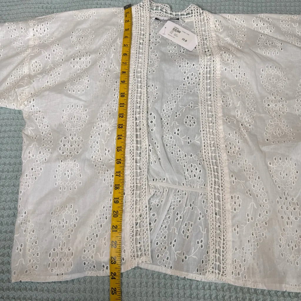 NWT Michael Stars Gardina Wrap Womens Shirt White Eyelet Prairie Cottage Boho - Image 8