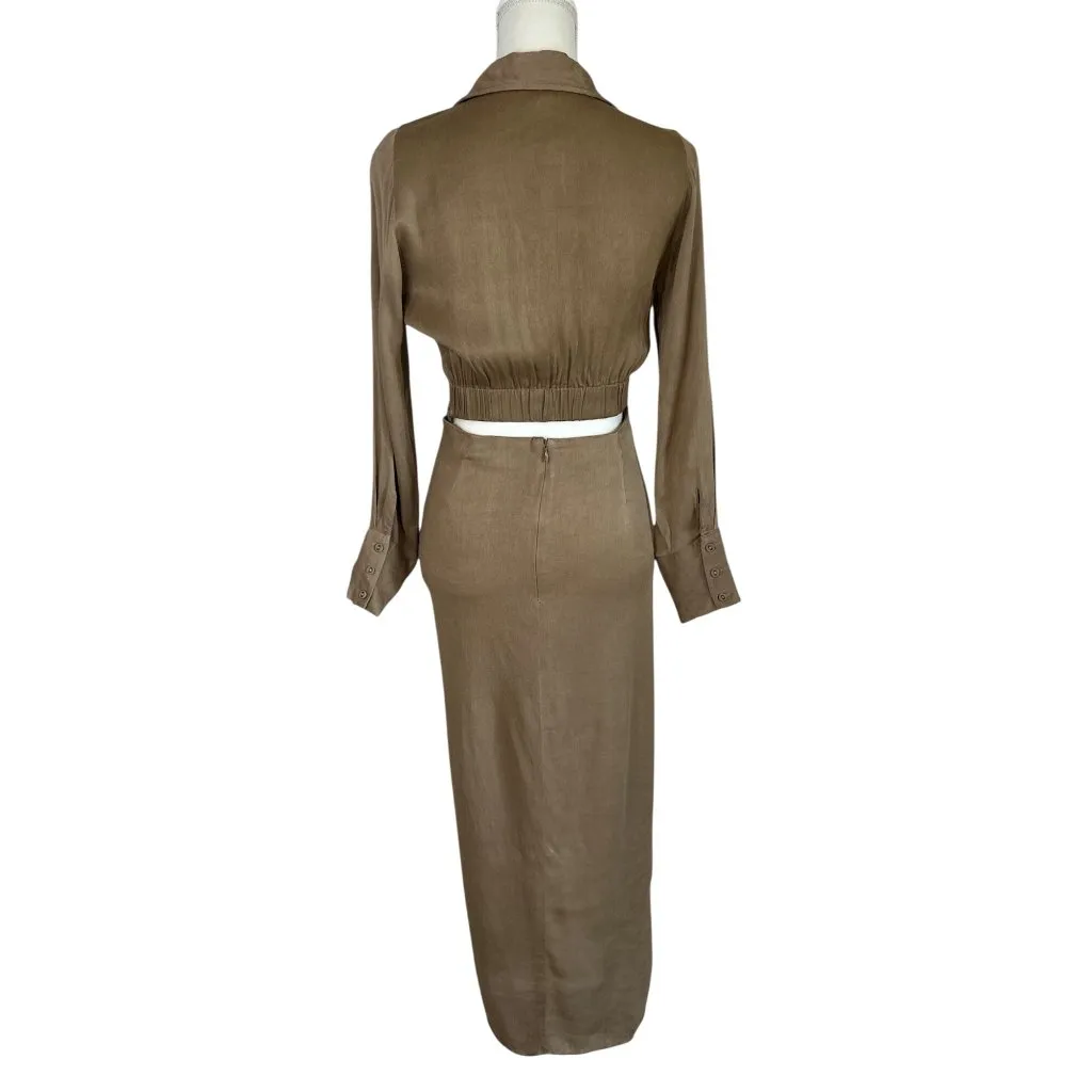 Karina Grimaldi Willow Midi Dress in Mocha X-Small New Womens Silk Cut out - Image 6