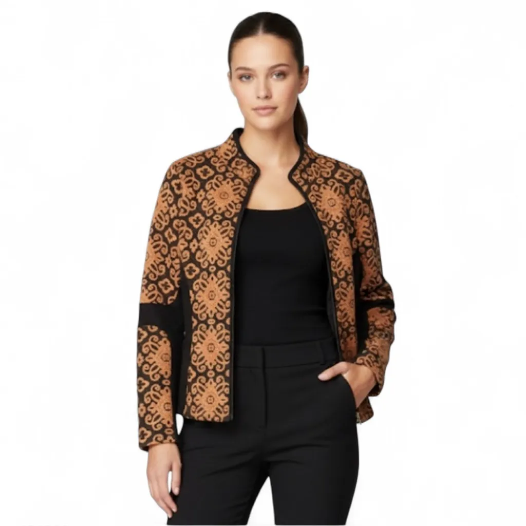 SAHALIE Zip Up Jacket a black and Brown Size M - Image 2