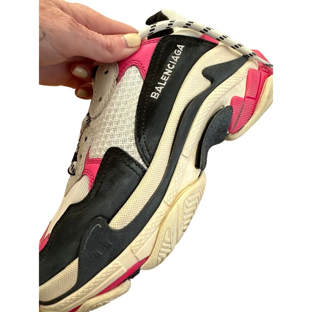 Balenciaga - Women's Triple S Sneakers in Black Pink & White - Image 10