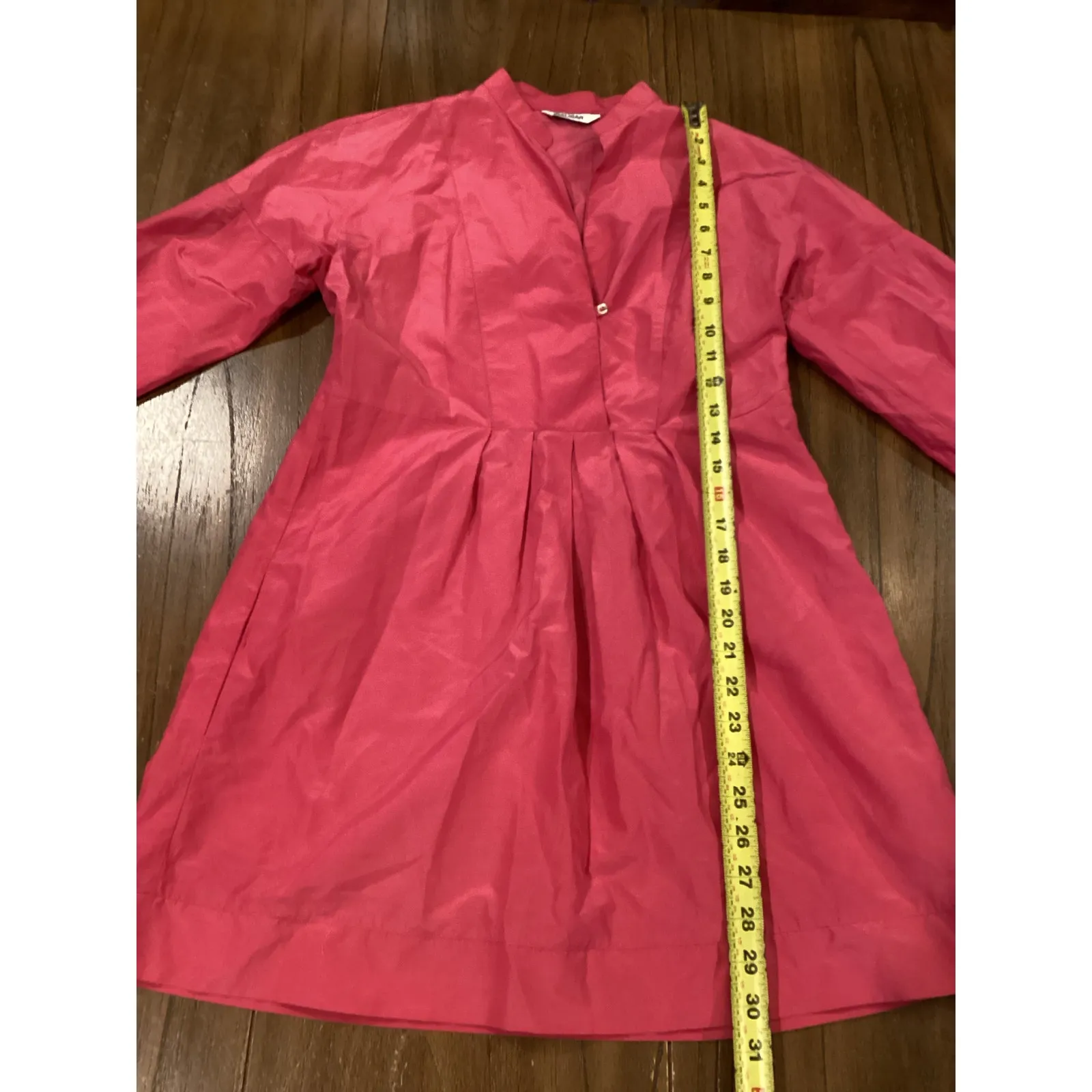 Caliban Coral poppy Pink 3/4 sleeve cotton silk shirt mini dress size M 42 6 - Image 3