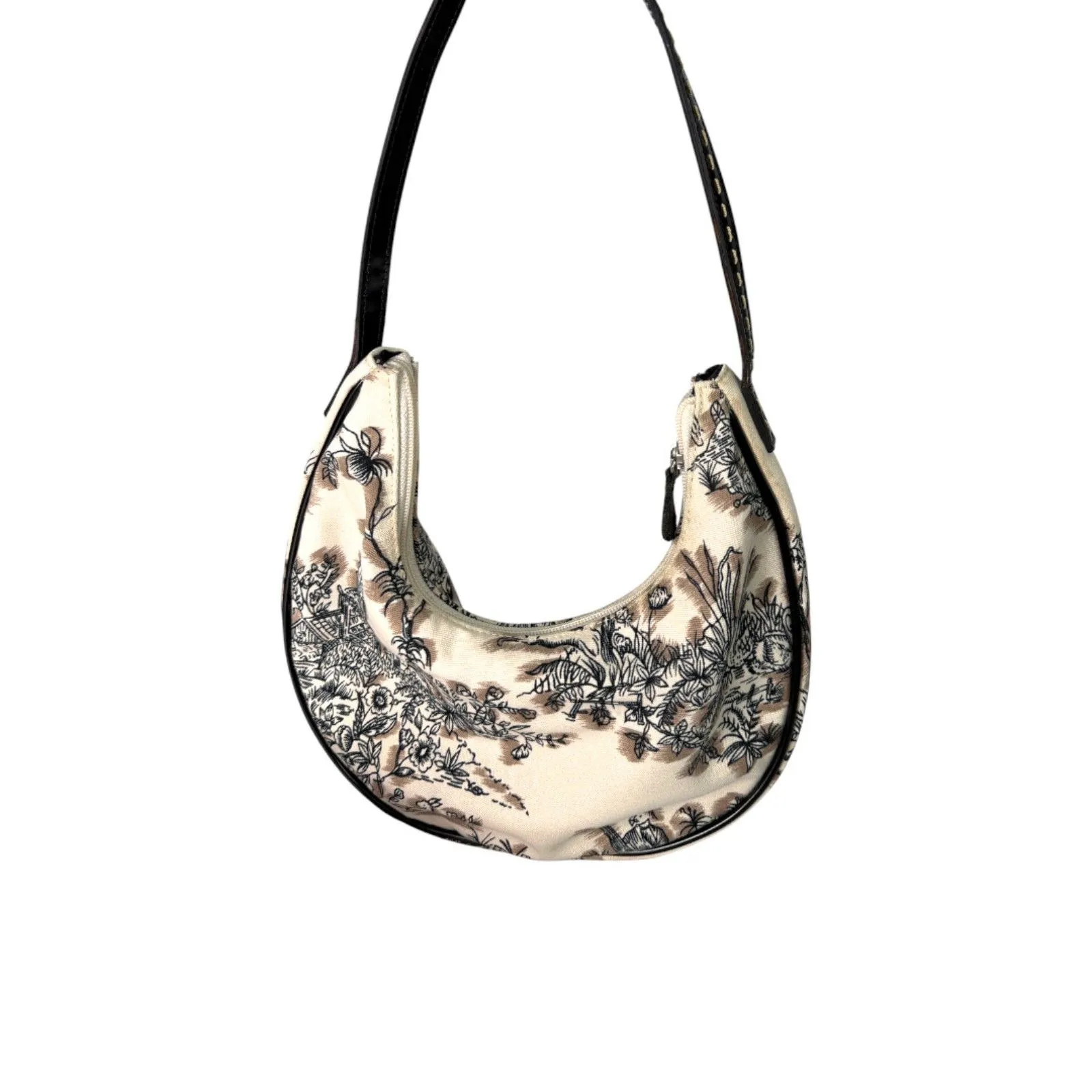 Guess Vintage 90s Toile Print Croissant Bag Purse Shoulder Bag - Image 3