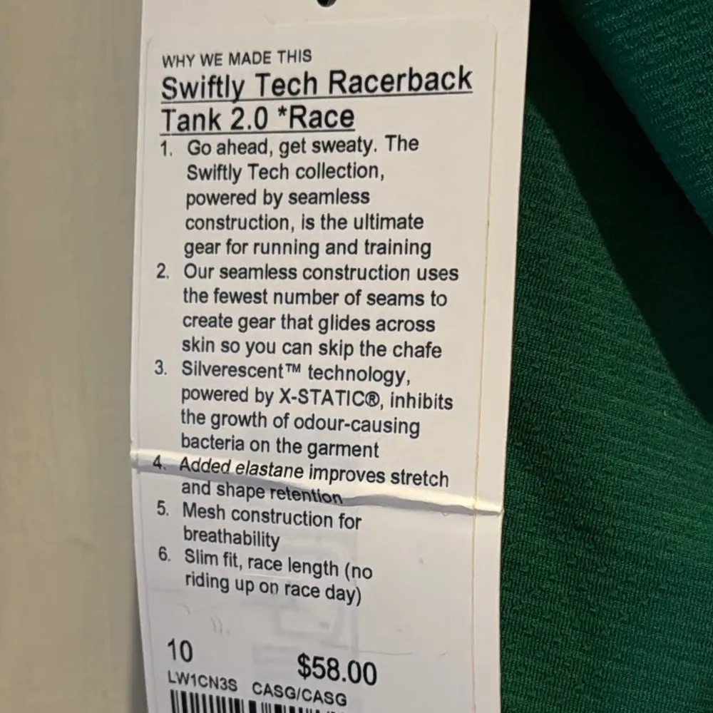 Lululemon Cascadian Green Swiftly Race length tank top - Image 5