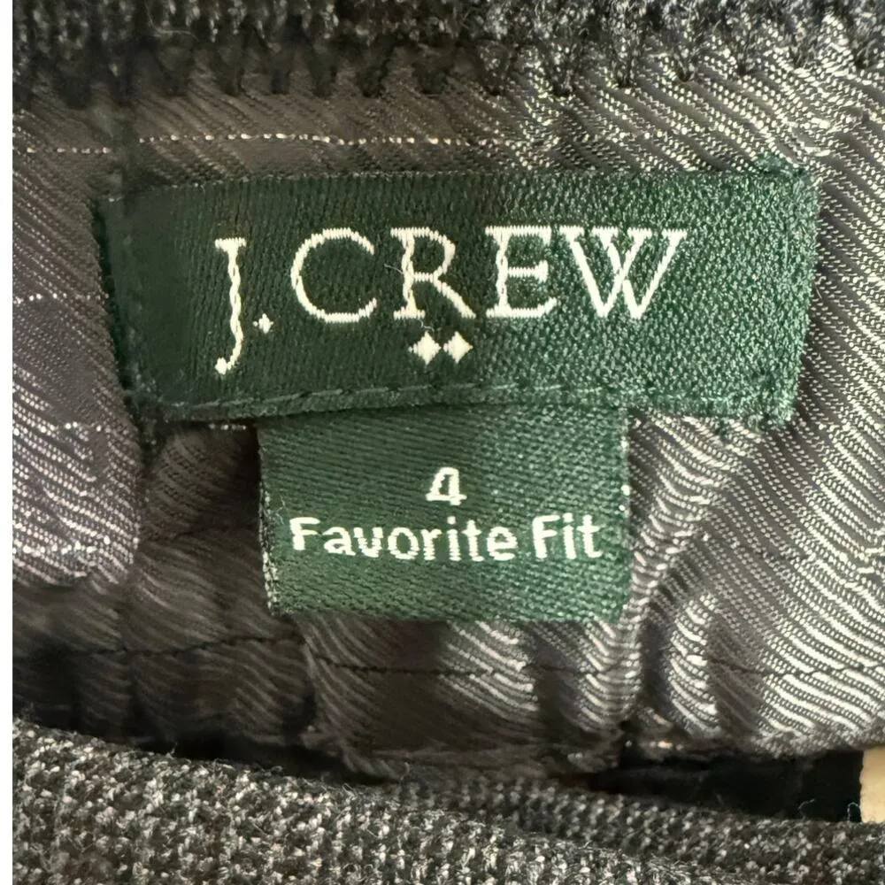 J. Crew Favorite Fit Mid Rise Straight Leg Wool Trousers 4 Gray Black Glen Plaid - Image 7