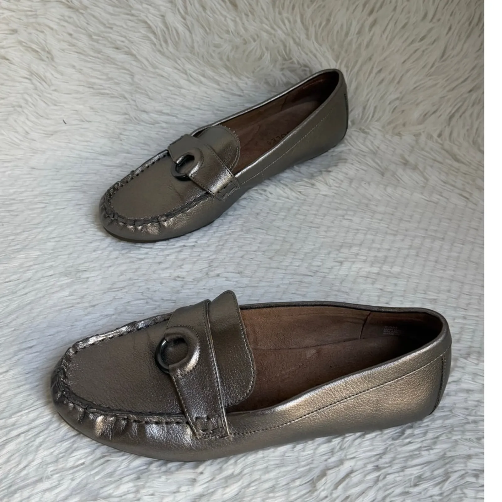 Aerosoles Women's Metallic Bronze Leather Driving Loafers Classic  Versatile 6.5 - Image 7