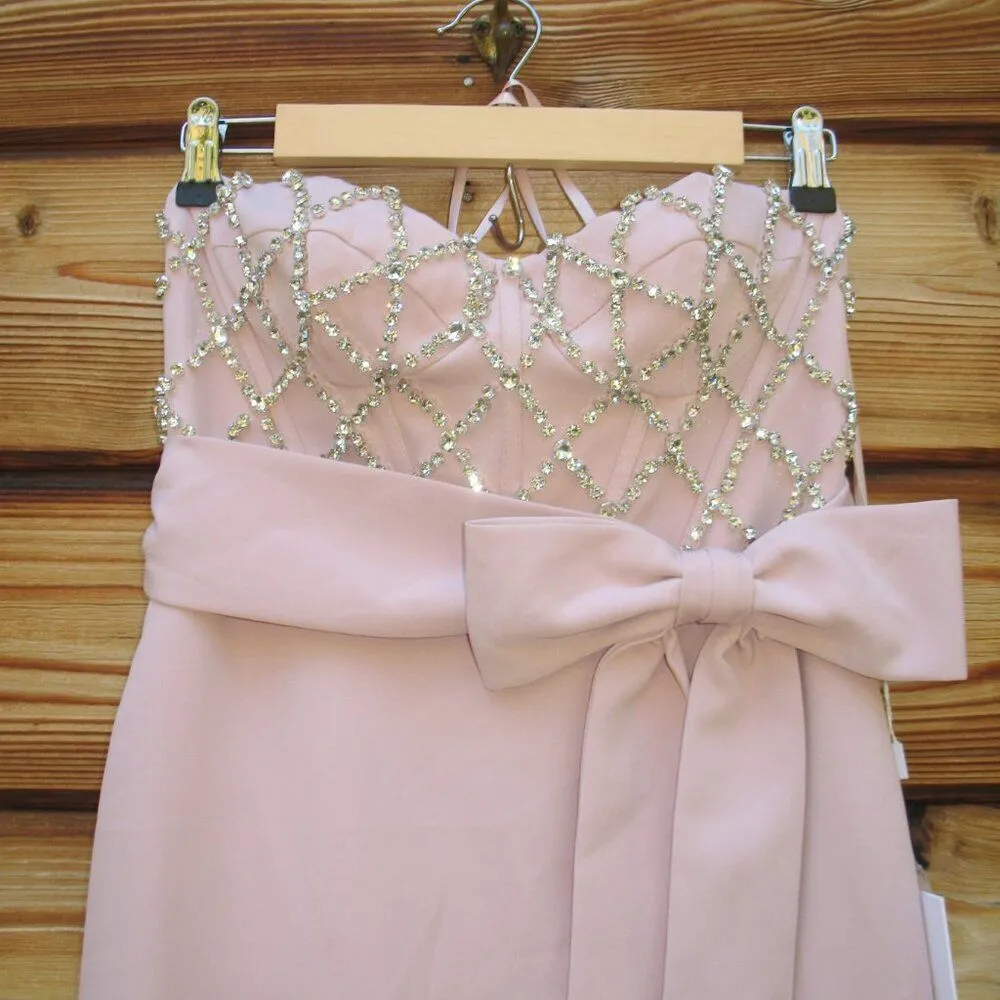 MAC DUGGAL 2294 Strapless Crepe Embellished Bustier Gown With Bow - Image 9