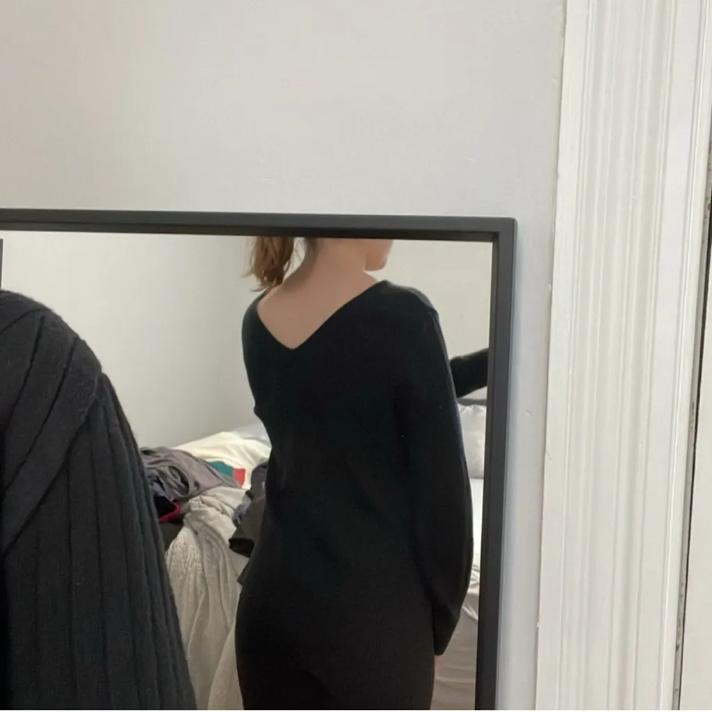 Abercrombie & fitch ribbed soft loose v-neck black sweater small casual basic - Image 7